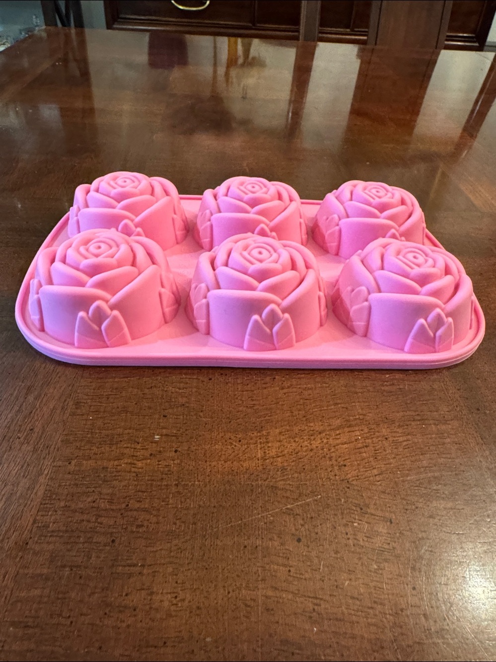 Pink Rose Silicone Baking Mold Handmade Soap Cake Jelly Pudding Flower Design